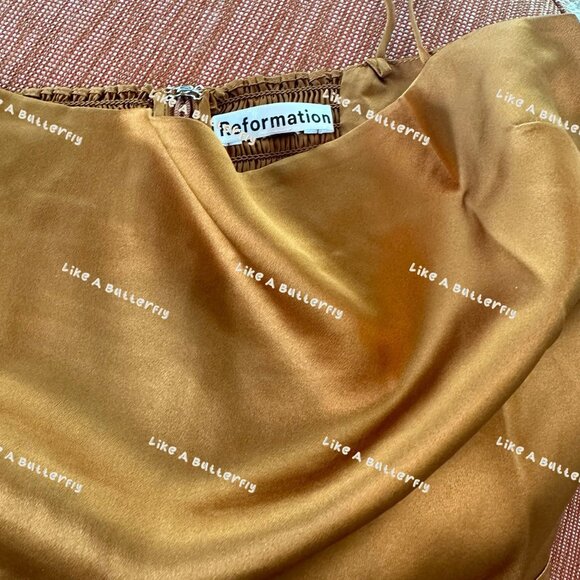 Reformation Frankie Silk Dress in Copper - Picture 8 of 13